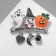 Brooch "Ghost", snowman and pumpkin, colored in silver
