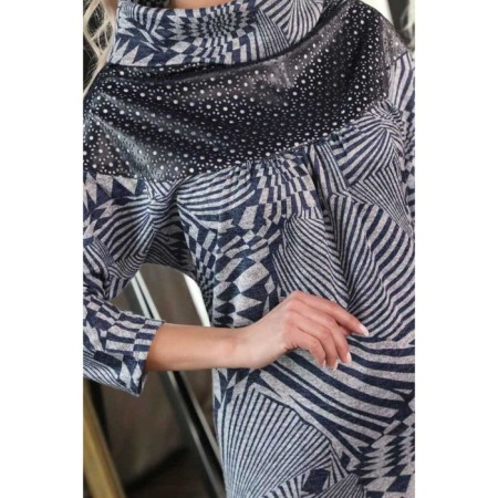 Women's dress, size 42, gray, blue color-7