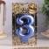 Candle for the Cake "European Giant", the number 3, 7 cm, blue metallic