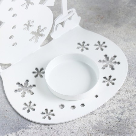 Snowman Snowman Metal for one candle, 10.7x15 cm, white-3