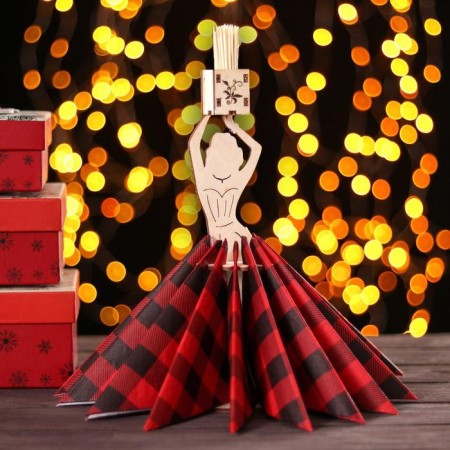 Wooden napkin "Evening outfit", with a stand for toothpicks, 25 × 13 × 13 cm-10