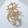 Brooch "Cat" Violin key, red-white color in gold