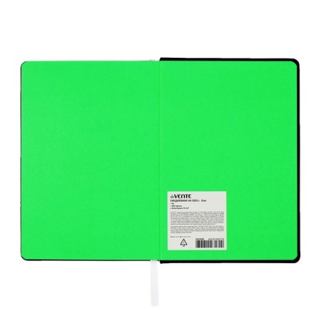 Dated diary 2025, Devente. Flag, A5 168 sheets, Devente. Duo, a hard cover to leatherette with foam rubber, silkography, perforation, liesse, block 70 g/m2-12