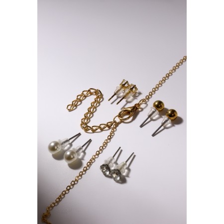 Set of 5 objects: 4 pairs bubbles, pendant “heart”, white-pink color in gold, 45 cm-2