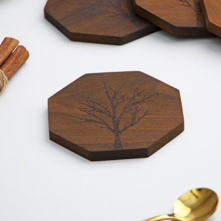 Set of stands for mugs Magistro "Tree", 4 pcs, acacia-2
