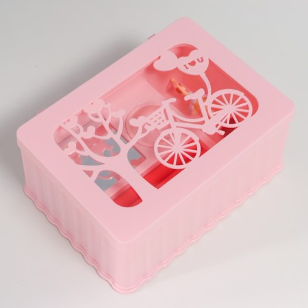 Musical Mechanical Bicycle Music Casket Pink 12.5x17.5x8 cm-2