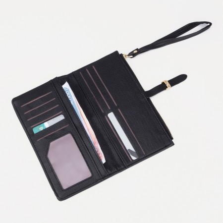 Women's wallet on the button, black color-4