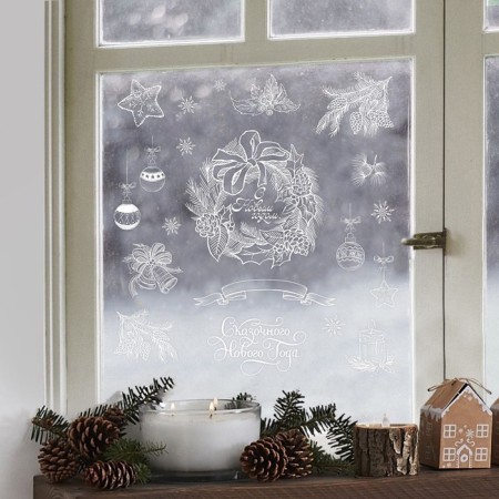 Stick for windows "New Year's Wreath", reusable, 50 x 70 cm, new year-2