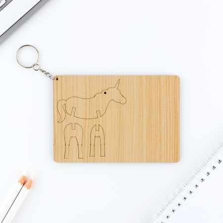 Key keychain wooden designer "Unicorn", 7 x 6.6 cm-5