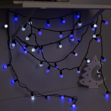 Garland “thread” 20 m with nozzles “balls 1.5 cm”, IP44, dark thread, 200 LED, white-blue glow, blinking, 220 V-2