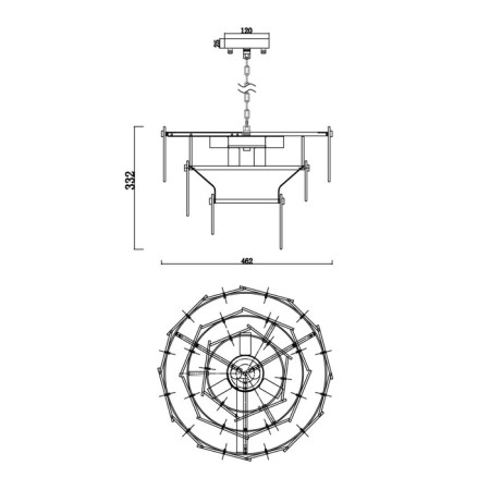 Suspended lamp Freya Fr5197pl-05ch Sophia, 470x470x735 mm, E14, 5x60W, color chromium-6