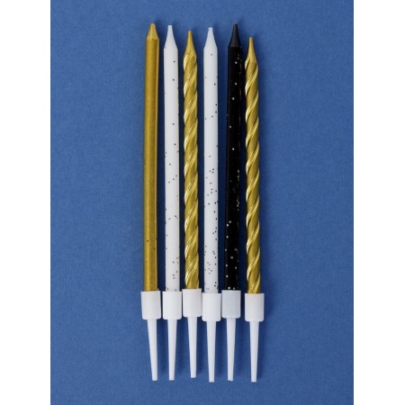 Candles in the cake "Festive magic", 6 pcs, white, black, golden-1