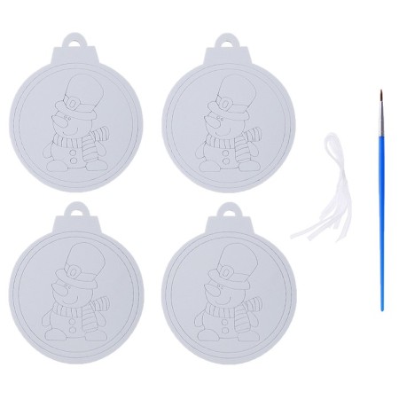 Christmas tree decoration for painting "Model" 4 pcs., Brush-1