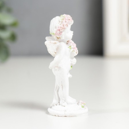 Figure Polystone "Angel with a bouquet of pink roses" mix 6.5x2.5x2.5 cm-2