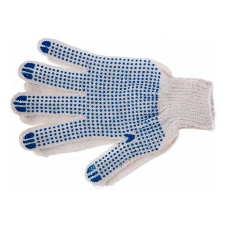 Workers, x/b gloves, knitting class 10, with PVC dots, white-1