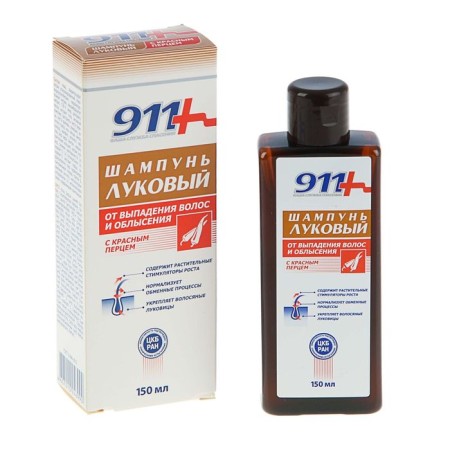 Shampoo "911 onion" with red pepper, from hair loss and baldness, 150 ml