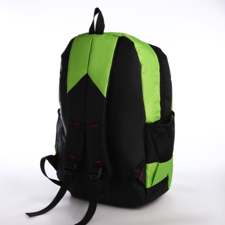 School backpack from textiles on a zipper, 4 pockets, green color-3