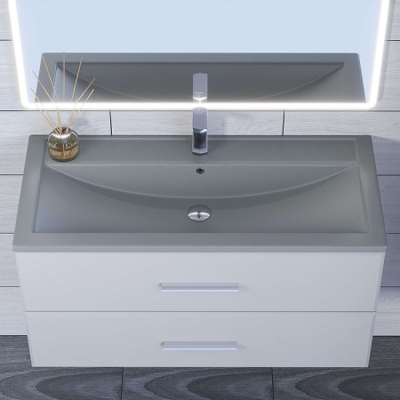 Sink uperwood Foster Quartz 100 cm, quartz, gray matte, concrete-1