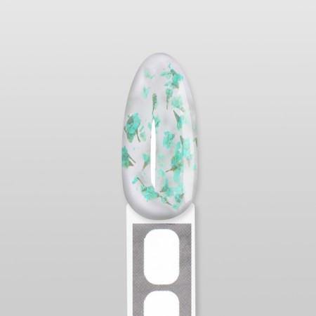 Heling gel, with dried flowers, 3 phase, 9 g, led/uv, transparent/turquoise color-8