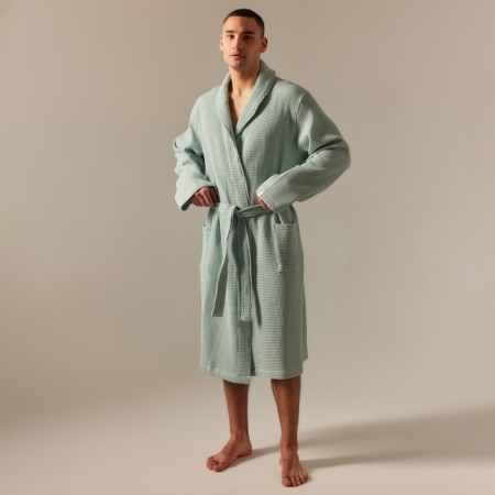 Wafel dressing gown male SL Home: Basic "Azzura", size L, 100% cotton, 300 g/m2-2