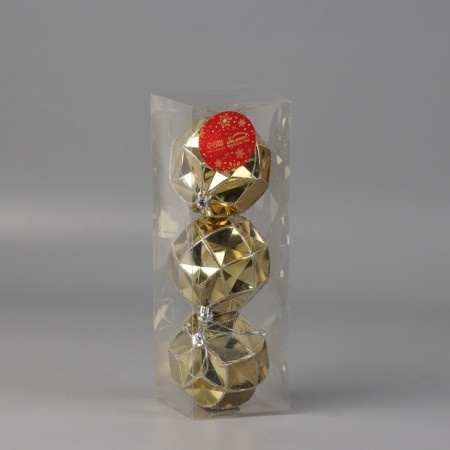Set of balls plastic D-8 cm, 3 pcs "Gold" Geometry "gold-3