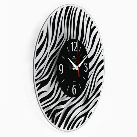 Wall clock, interior "zebra", silent, d-34 cm, black-1