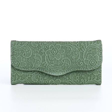 Women's wallet on magnet, green color-1