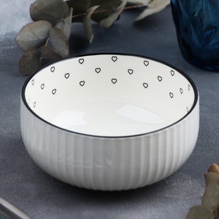 Ceramic Salenik "Hearts", 11.5 x 5.6 cm, 330 ml, white color-3