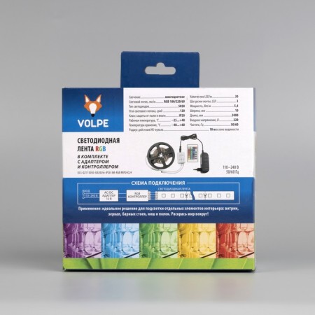 Volpe 3 m, IP20, SMD5050, 30 LED/m, 12 V, RGB LED.-12