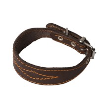 Leather collar for leverage/dachshunds two-layer, stitched, Osh 32-41 x 2/3.3 cm, mix of flowers