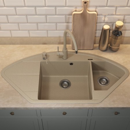Quartz-quartz kitchen up-up-quartz UPD-06, angular two-section, color 02 beige-1