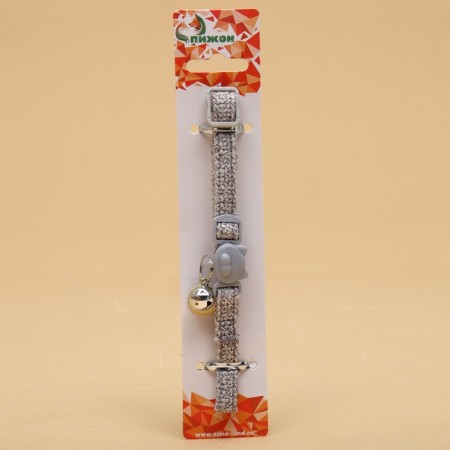 Koshachi collar "tenderness", with a bell and suspension, 30 x 1 cm, polyester, gray-6