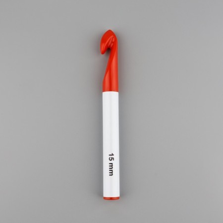 Knitting hook, d = 15 mm, 17 cm, white/red color-1