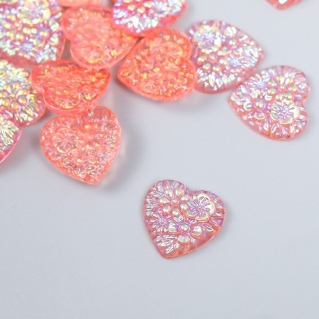 Decor for creativity Plastic "Heart" holography pink set 20 pcs 1.6x1.6 cm