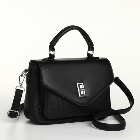 Women's bag on the Textura valve, small size, black color-3