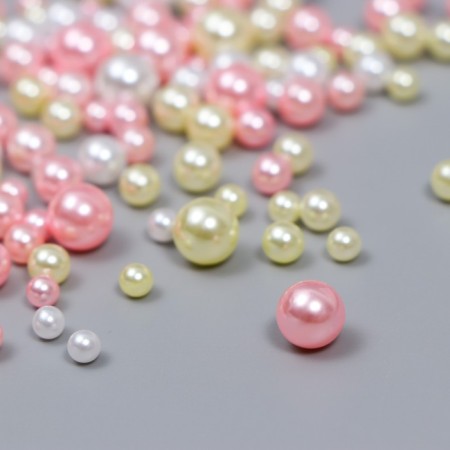 Decor for creativity plastic "Balls. Sakura. Assorted" d = 3-8 mm, set 10 grams-1
