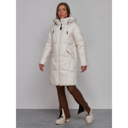 Coat insulated winter female, size 50, beige color-1
