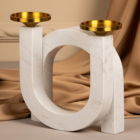 Brass Brass, marble "Camellia" 19 x 18 x 8 cm-15