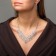 Set 2 objects: earrings, a necklace of “sparks” a web, white color in silver, 30 cm