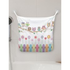 Organizer in a bathtub on suction cups “Funny owls”, for storing toys and little things, size 33x39 cm