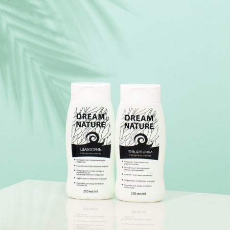 Gift set for women Dream Nature "Mucin Snails": shampoo, 250 ml + shower gel, 250 ml-1