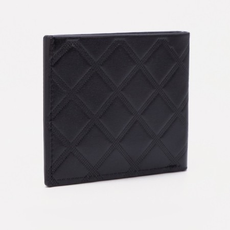 Male purse without fastener, department for bills, for maps, black color-1