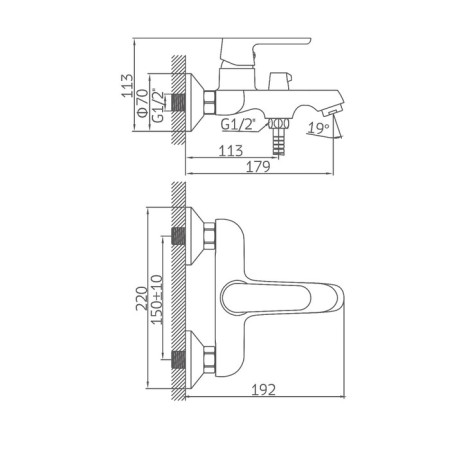 Accoona A6366G bathtub, with shower set, silumin, white color-8