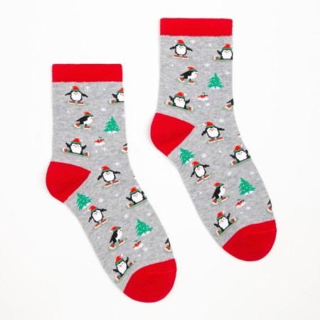 Women's socks "Penguin", light gray color, size 23-25-1