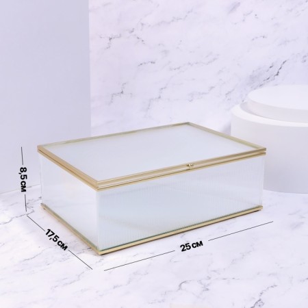 Organizer for storage "Ripples", with a lid, glass, with a mirror -bottom, 1 section, 25 × 17.5 × 8.5 cm, the color is transparent/copper-1