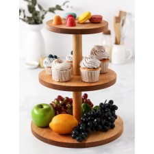 ADELICA three -tier stand, d = 32 × 26 × 20 × 1.8 cm, height 37 cm, array of birch, soaked in oil