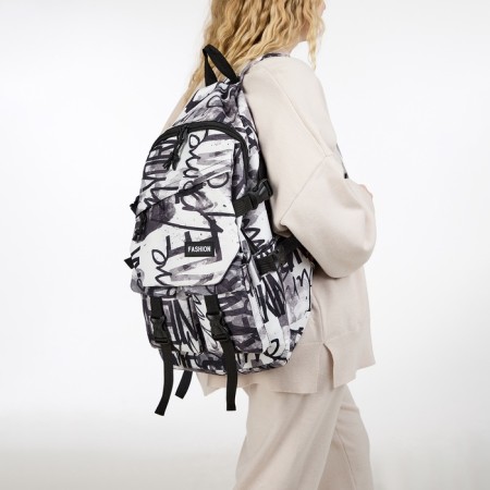 Young backpack from textiles on lightning, 3 pockets, color gray color-6