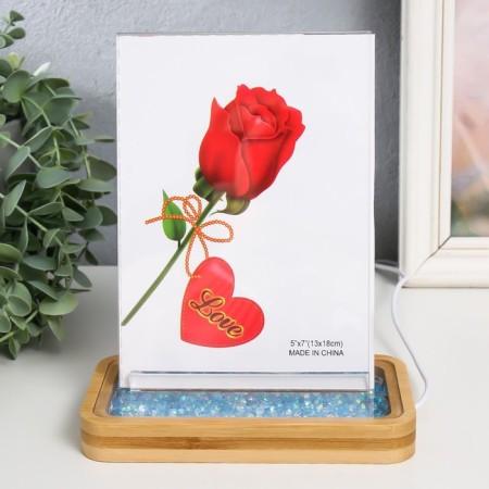 Photo frame 13x18 cm with backlight "Glass Blue Stones" USB 16x9x20 cm