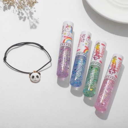 Set 2 objects: bracelet, lip gloss "unicorn" panda, black and white color, 6 cm-1