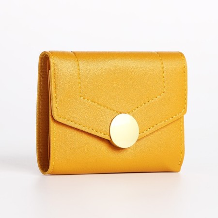Women's wallet on the button, yellow color
